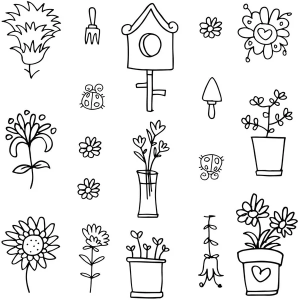 Collection de set de doodle printemps — Image vectorielle