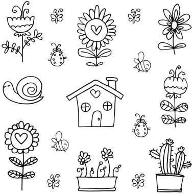 Bahar nesne vektörünü doodle