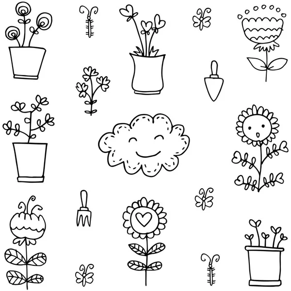 Doodle çiçek öğeyi ayarla — Stok Vektör