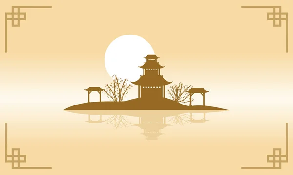 Chinois de décor de pavillon silhouette — Image vectorielle