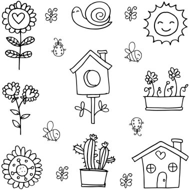 Bahar öğe el Doodle çizmek