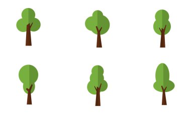 Resimde yeşil ağaçlar set