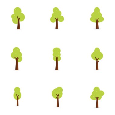 Düz ağaçlar set vektör sanat çizim