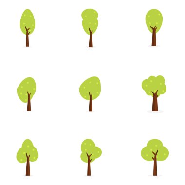 Ağaç düz tasarlamak vektör kümesi