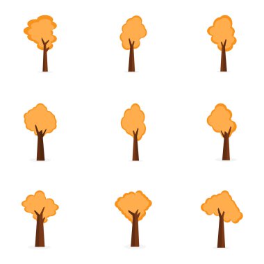 Ağaç çizimi düz vektör ayarla