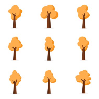 Ağaç çizimi vektör düz ayarla