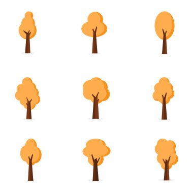 Vektör düz çeşitli ağaç kümesi