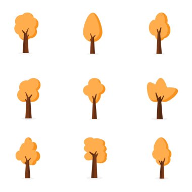 Ağaç vektör düz resimde kümesi