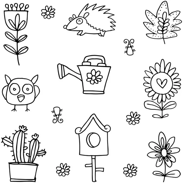 Bloem instellen voorjaar van doodles — Stockvector