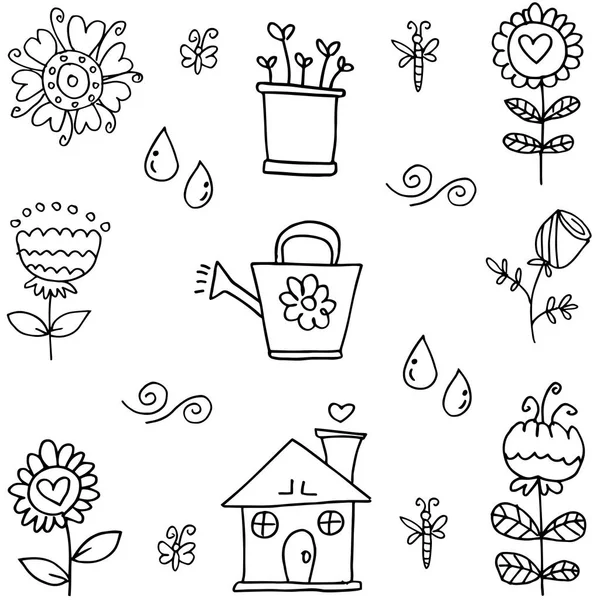 Doodle de primavera objeto mano dibujar — Archivo Imágenes Vectoriales