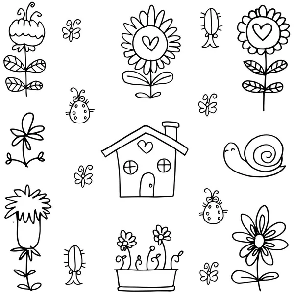 Illustration of spring doodles vector — Stock Vector