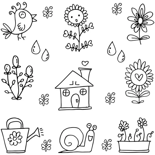 Ilustração vetorial de doodles de primavera —  Vetores de Stock