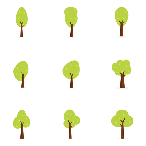 Conjunto de árvore vetorial de design plano — Vetor de Stock