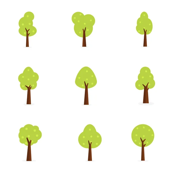 Set of trees flat vector art — Stock Vector