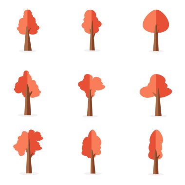 Ağaç çizimi vektör sanat ayarla