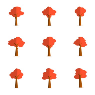 İllüstrasyon kırmızı çeşitli ağaç