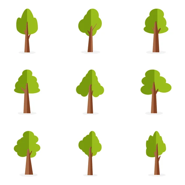 Árvores verdes de coleção definida — Vetor de Stock