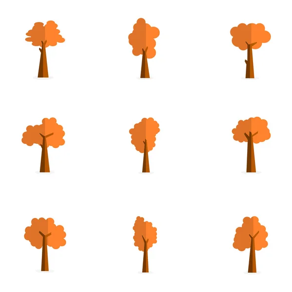 Uppsättning av träd insamling vektor platta — Stock vektor
