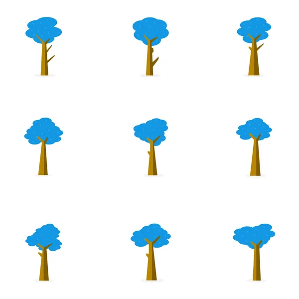 Ilustração de árvore conjunto vário vetor plana — Vetor de Stock