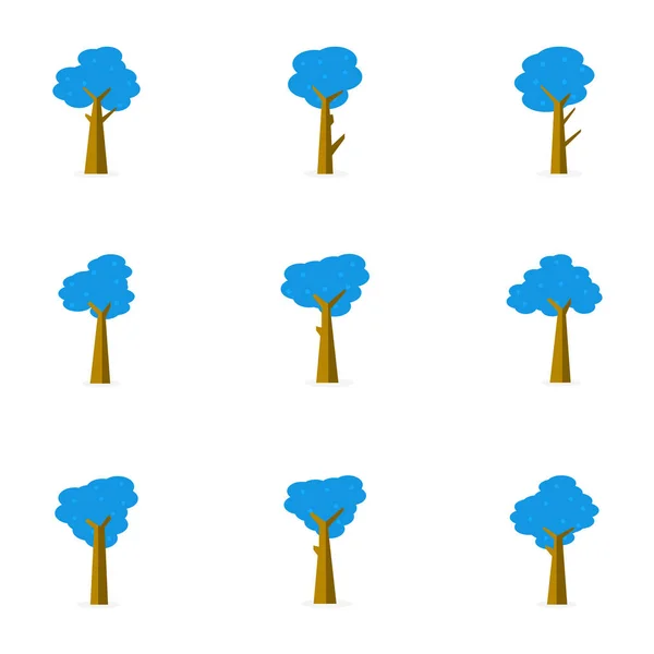 Abbildung des blauen Baumes gesetzt — Stockvektor