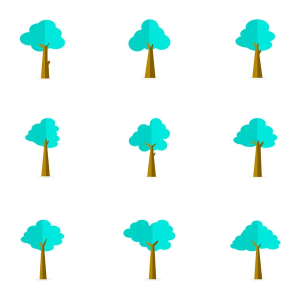 Träd vektor våning av set — Stock vektor