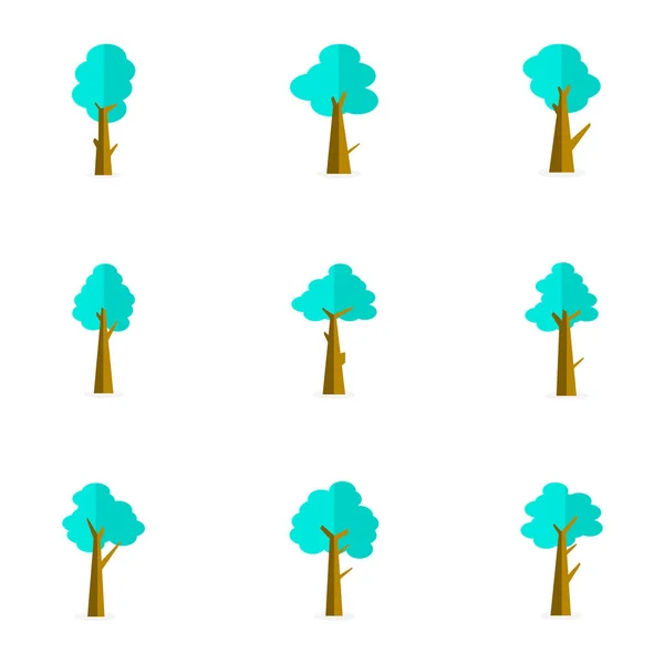 Vector plano de árvore set estilo — Vetor de Stock