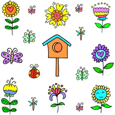 Öğe doodles bahar çizimi