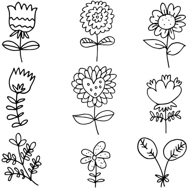 Ilustración del vector conjunto de flores de primavera — Vector de stock
