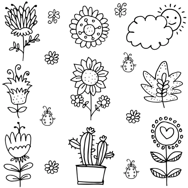 Doodle de primavera artículo mano dibujar — Vector de stock