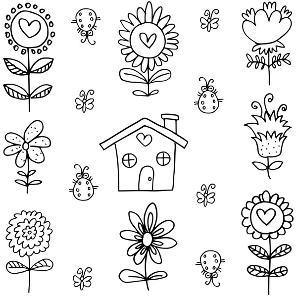 Doodle de mano dibujar primavera — Vector de stock