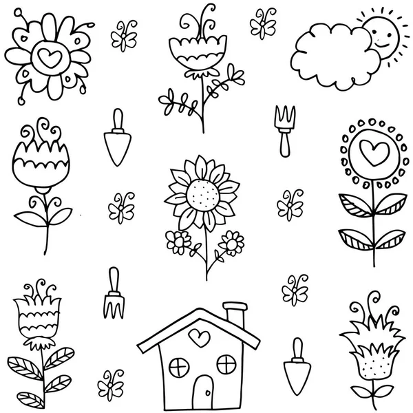 Vector art of spring theme doodles — Stock Vector