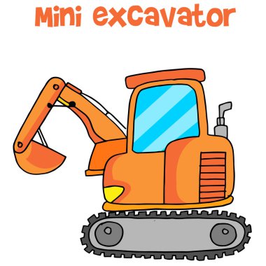 Mini ekskavatör çizgi film topluluğu