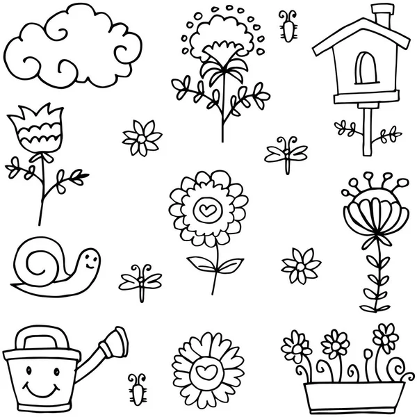 Arte vetorial de doodles tema de primavera —  Vetores de Stock