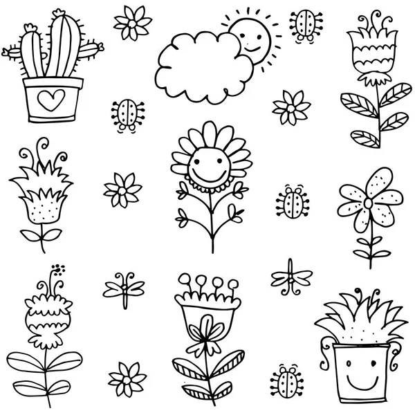 Collectie voorjaar item vector doodles — Stockvector