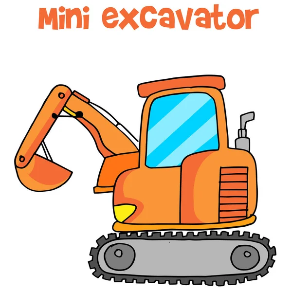 Мультфильм о мини-экскаваторе — стоковый вектор
