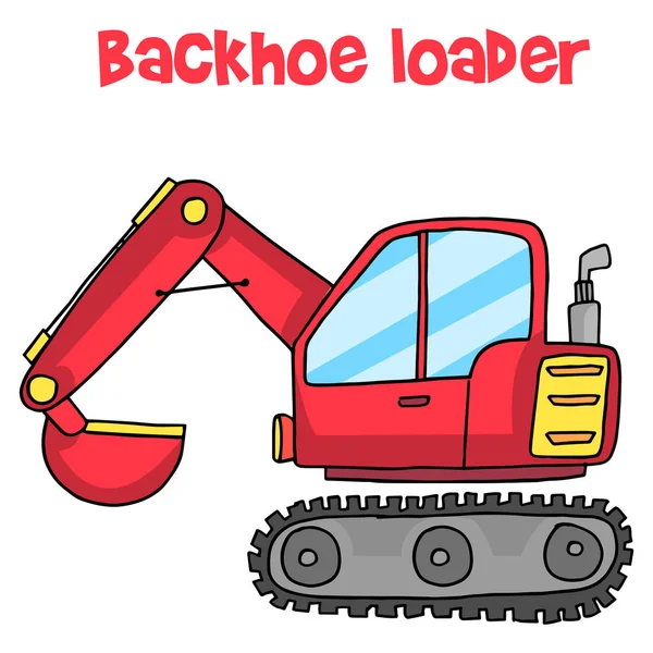 Backhoe încărcător de desene animate vector art — Vector de stoc