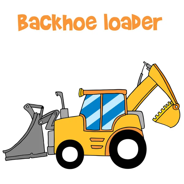 Galben backhoe încărcător vectorial artă — Vector de stoc