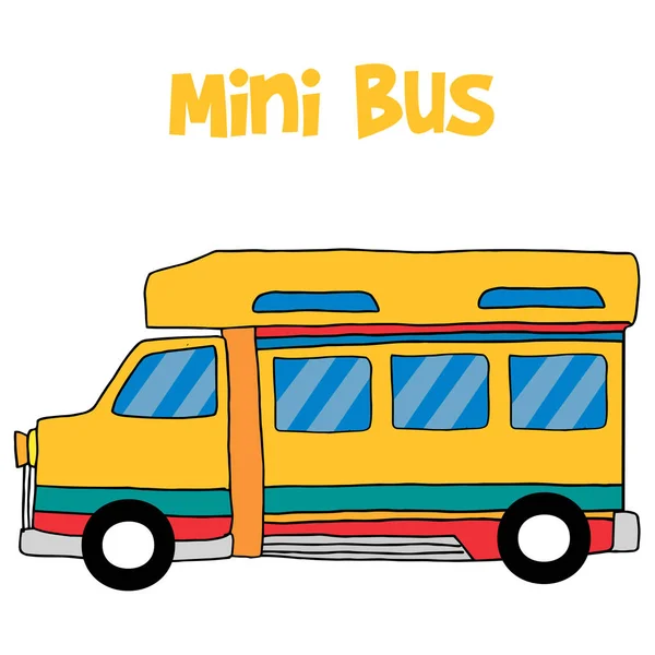 Cartoon mini buss samling lager — Stock vektor