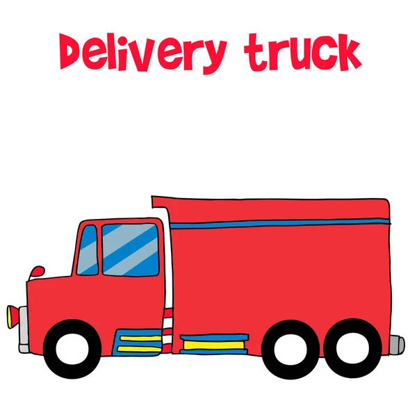 Kırmızı teslimat kamyonu vektör sanat — Stok Vektör