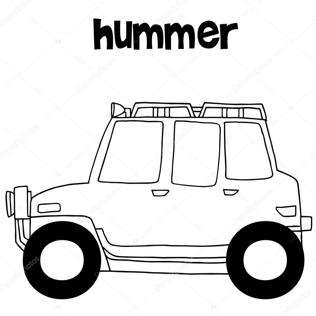 Hummer with hand draw transportation