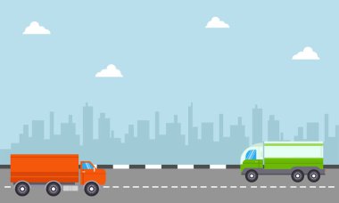 Şehir arka planlar ile kamyon