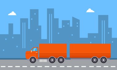 Konteyner kamyon şehir arka planlar ile peyzaj