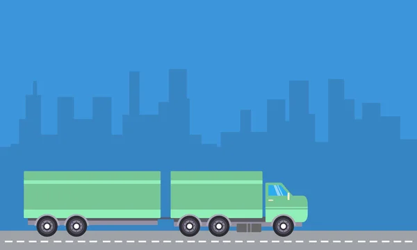 Containerlastbil med blå bakgrund — Stock vektor
