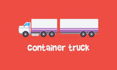 Stil konteyner kamyon kırmızı arka planlar üzerinde