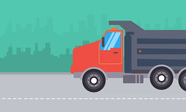 Illustration of dump truck landscape — Stock Vector