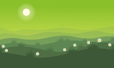 Yeşil arka plan bahar peyzaj tepede