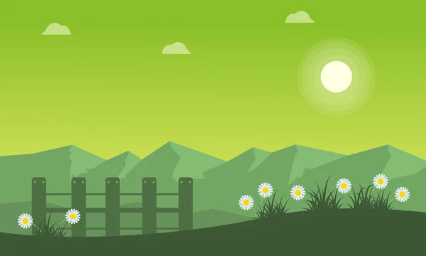 Paisaje de primavera sobre fondos verdes — Vector de stock