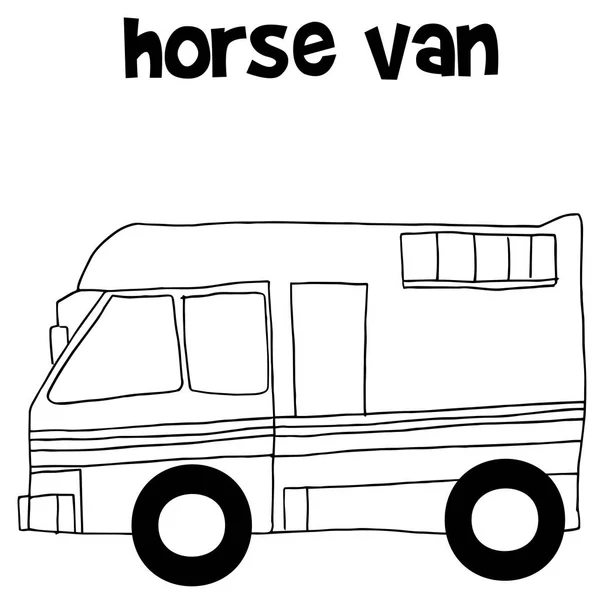 Camion da cavallo con disegno a mano — Vettoriale Stock