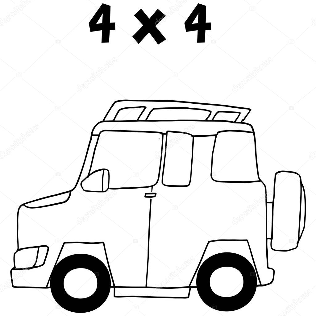 Hand draw of jeep transportation