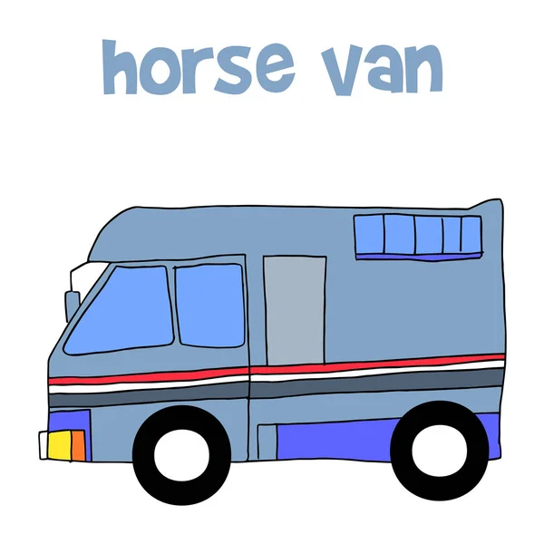 Camion da cavallo con disegno a mano — Vettoriale Stock